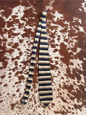 Bergamo new York Striped Navy and Cream Men's 100% Silk Tie
